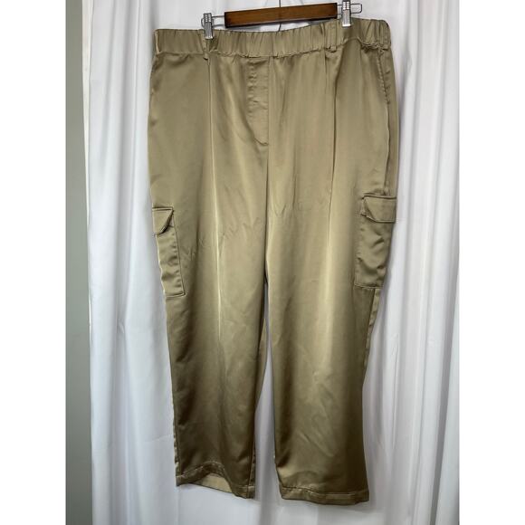 Lane Bryant slacks pants trousers women's plus size 22 brown satin wide legged - Picture 11 of 16